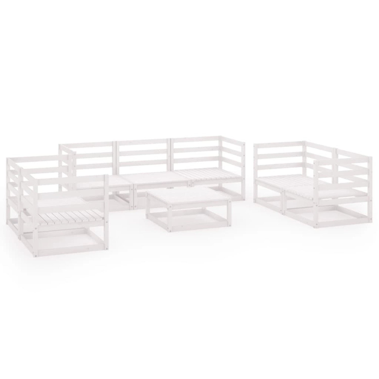 vidaXL 8-Tlg Garten-Lounge-Set Weiß Massivholz Kiefer 3075455