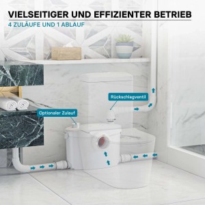 Xpotool 4/1 Kleinhebeanlage 400W Häcksler Hebeanlage Wc Schmutzwasser Fäkalien