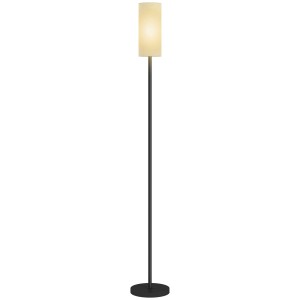 Schwarze HOMCOM Stehlampe mit weißem Stoffschirm, 163 cm hoch. Innenleuchte für Wohnzimmer.