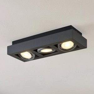 Arcchio Deckenlampe Ronka 9624451 Modern in Schwarz aus Aluminium 3-flammig GU10 Wohnzimmerleuchte
