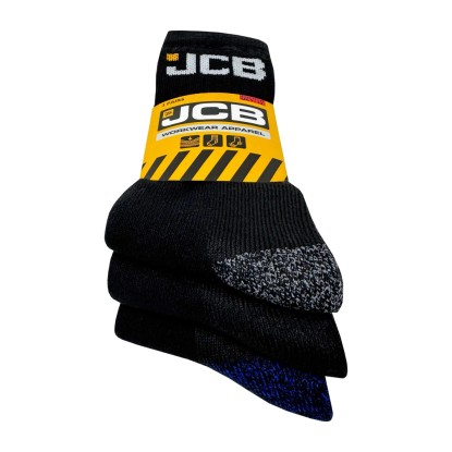 JCB Arbeitssocken Größe 44-47 Schwarz 3er Pack