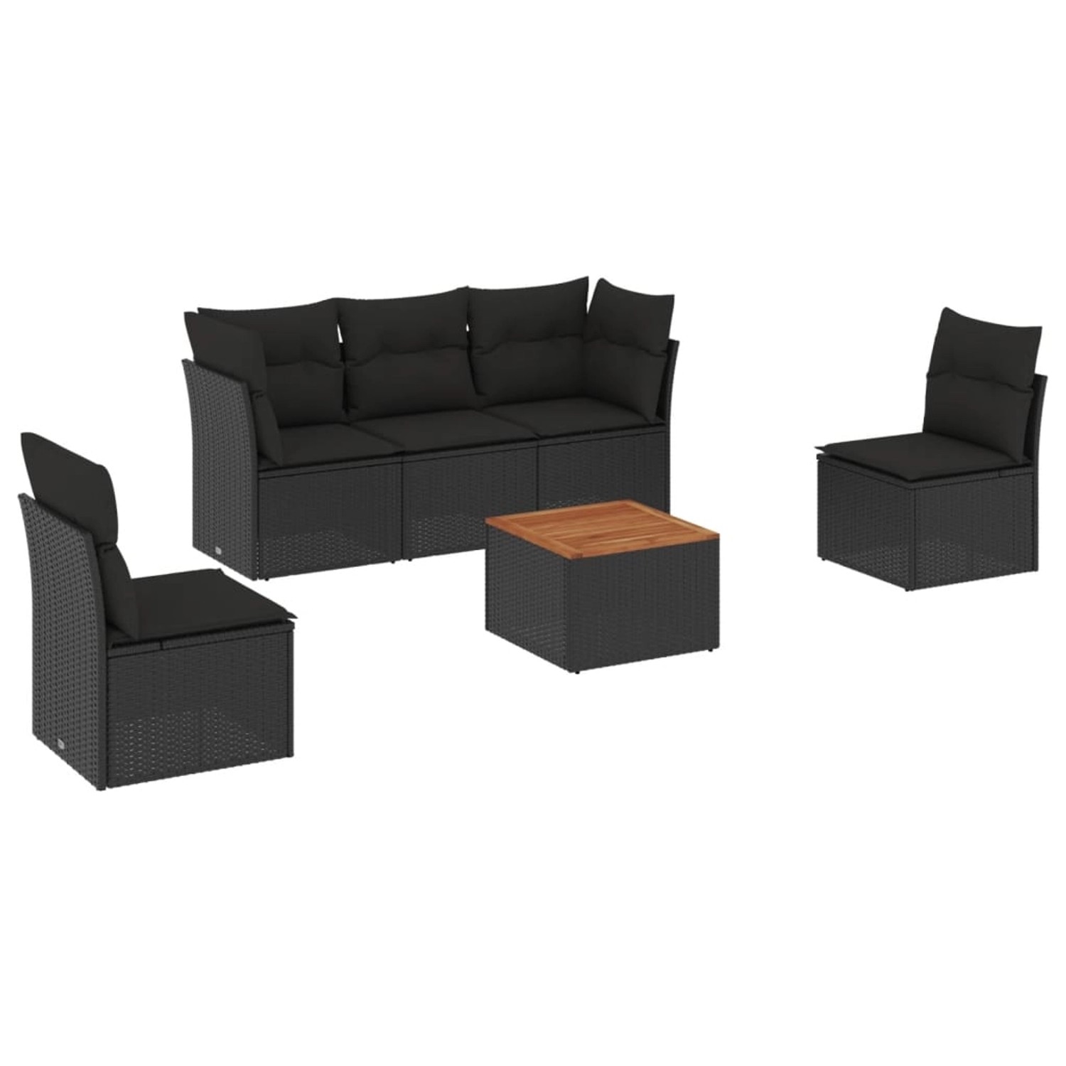 vidaXL 6-tlg Garten-Sofagarnitur mit Kissen Schwarz Poly Rattan Modell 76 günstig online kaufen