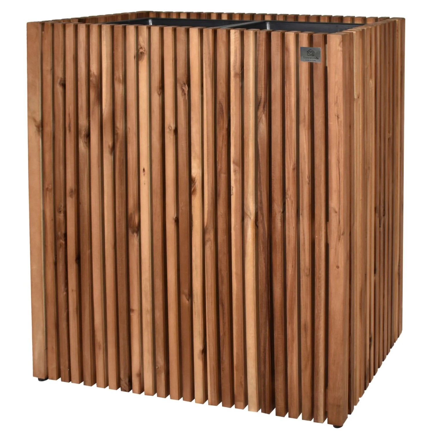 LAMORENDA Pflanzgefäß inkl. Einsatz Akazienholz 66 x 36,5 x 72 cm Innen- und Außenbereich Dunkelbraun