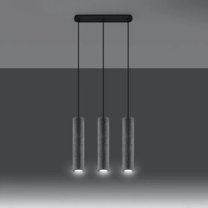 Sollux Lighting Hängeleuchte Luvo 3L: Moderne Beton-Hängelampe mit drei grauen Zylindern.