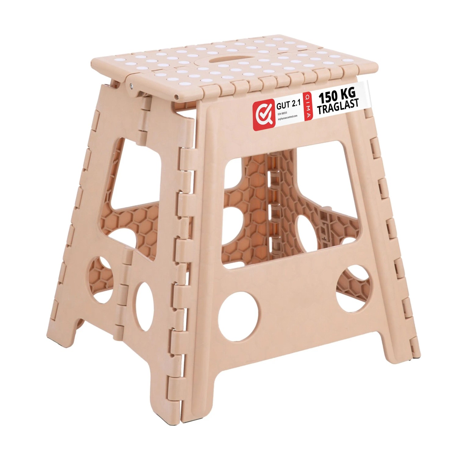 Relaxdays Klapphocker XL Kunststoff Beige Faltbar 39 cm x 39 cm x 32 cm 1,5 kg