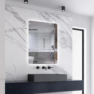 Aica Sanitär Badspiegel 80x60 cm Spiegel mit LED Beleuchtung Touch Wandschalter Kaltweiß Dimmbar Memory Wandspiegel Badezimmerspiegel