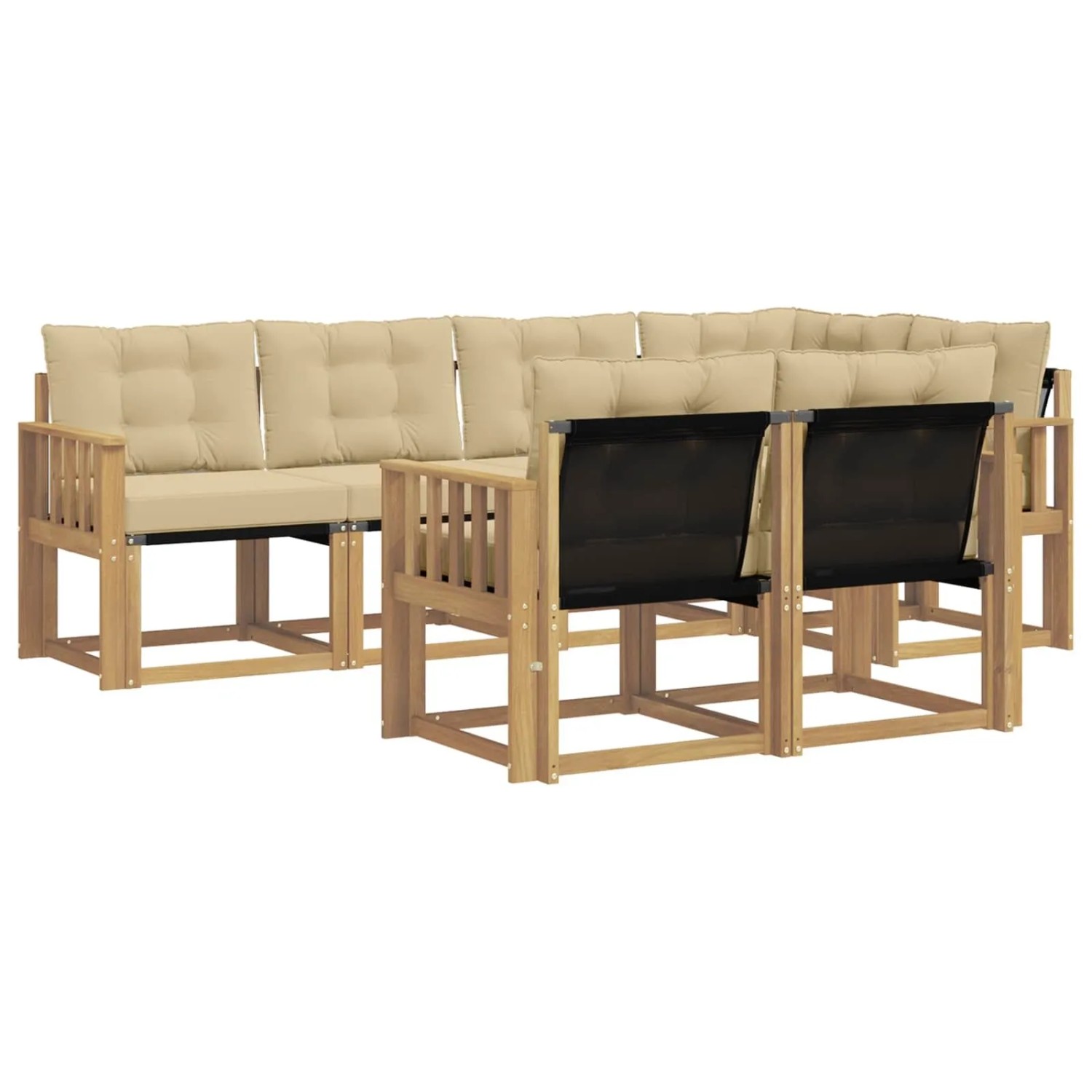 vidaXL Outdoor-Sofagarnitur mit Kissen 7-Tlg Weiß und Beige 3389571