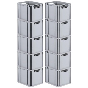 PROREGAL SparSet 10x Eurobox Nextgen Color HxBxT 32x30x40cm 30 Liter Griffe Schwarz Offen Grau Eurobehälter Transportbox Transportbehälter