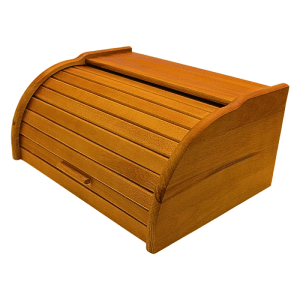 XL Brotkasten aus Buchenholz mit Rollfunktion, braun, 39x29x18 cm.