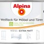 Dose Alpina Weißlack für Möbel & Türen, matt, 300ml. Weißer Lack für Holz, Metall und Kunststoff.