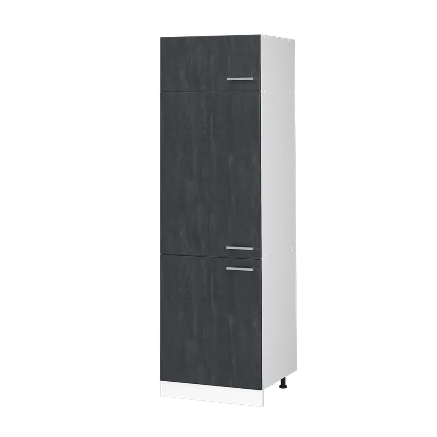 Vicco Kühlumbauschrank R-Line Hochschrank für die Küche Schwarz Beton Weiß 60 cm
