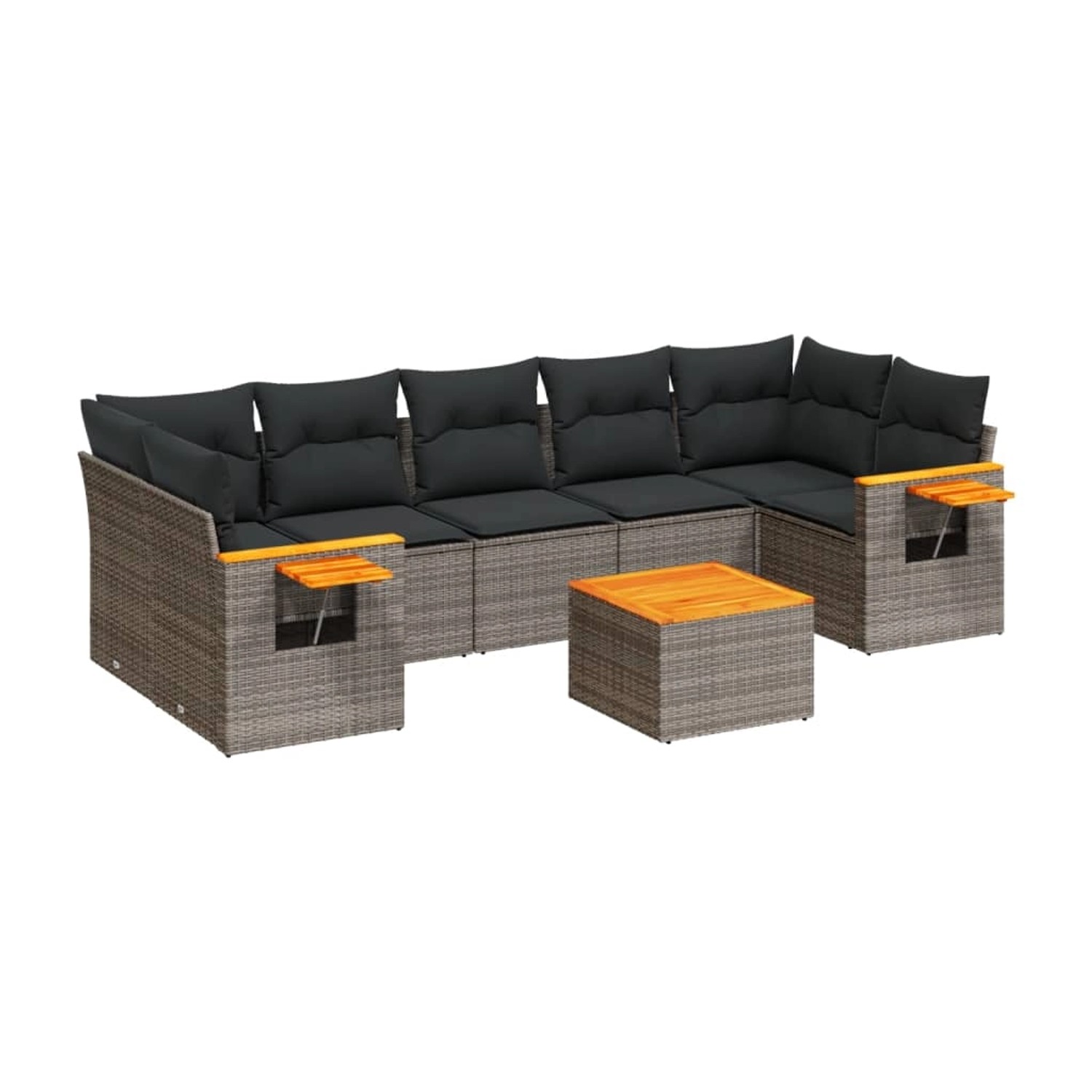 vidaXL 8-Tlg Garten-Sofagarnitur mit Kissen Grau Poly Rattan 3226655 günstig online kaufen