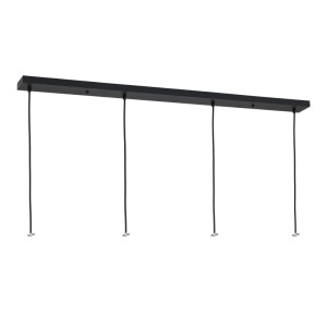 Schwarzer Orion Lightstyle Deckenbaldachin aus Metall, 100 cm lang, mit 4 Auslässen für Pendelleuchten.