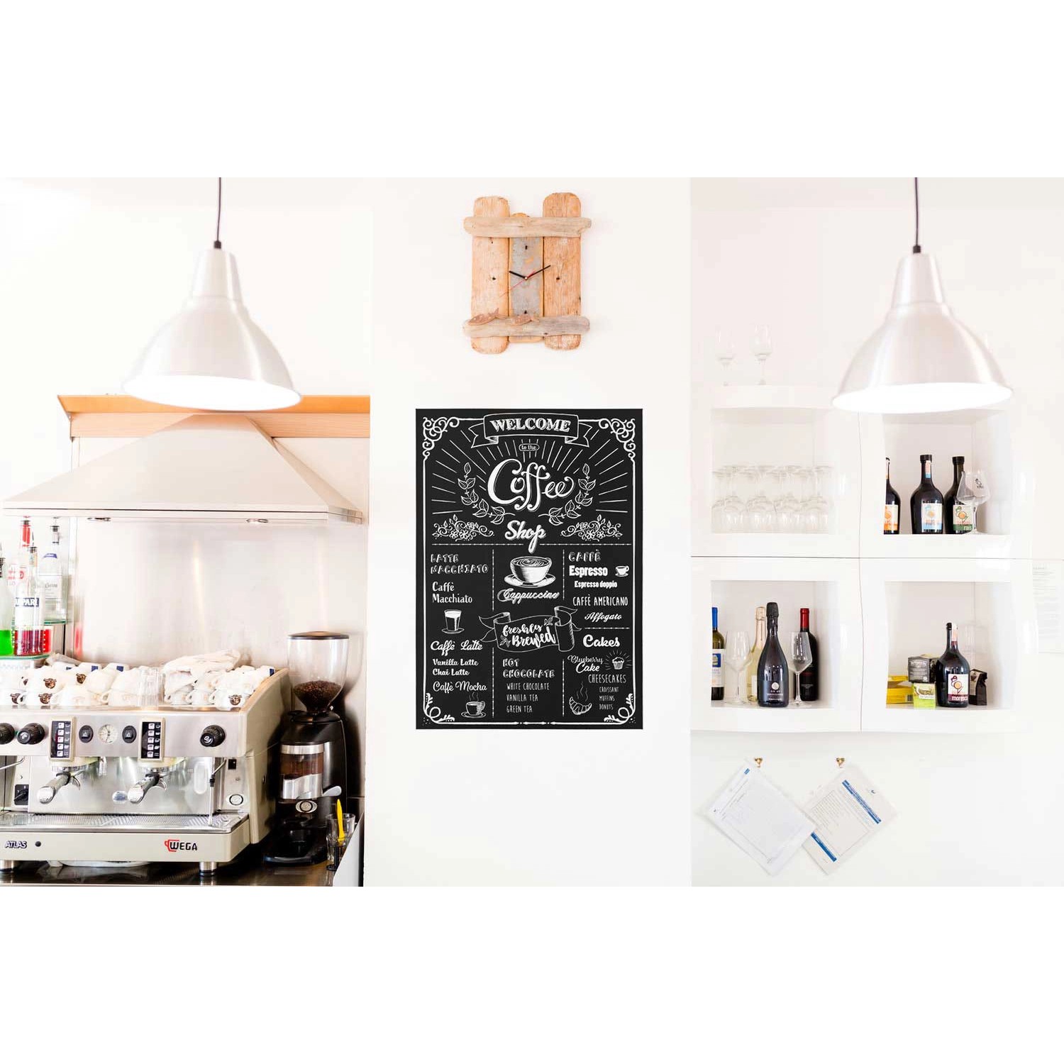 Komar Wandsticker Coffeeshop, 70x50 cm, selbstklebend, für Wanddekoration im Café-Stil.