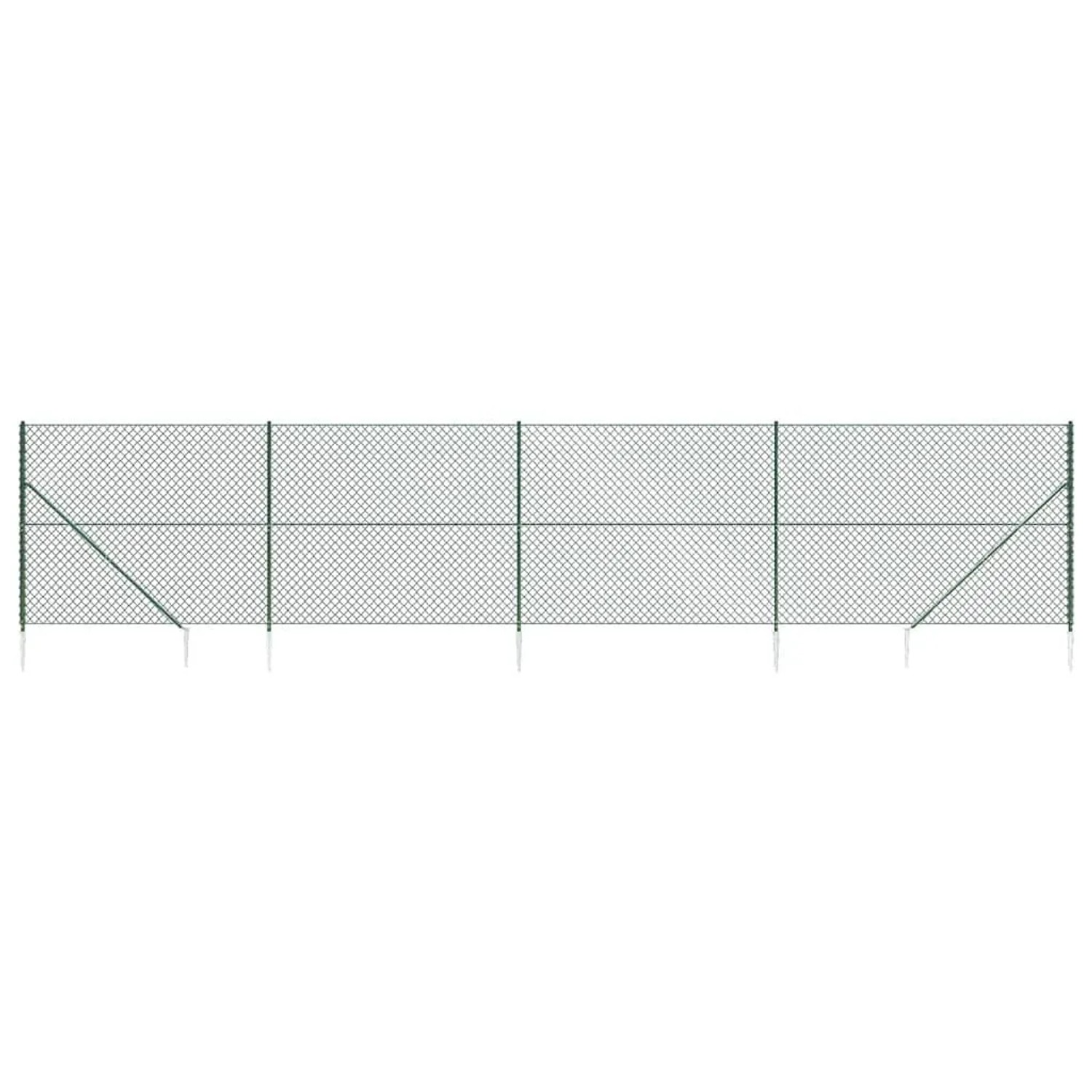 vidaXL Maschendrahtzaun mit Bodenhülsen Grün 1,6x10 m 153924