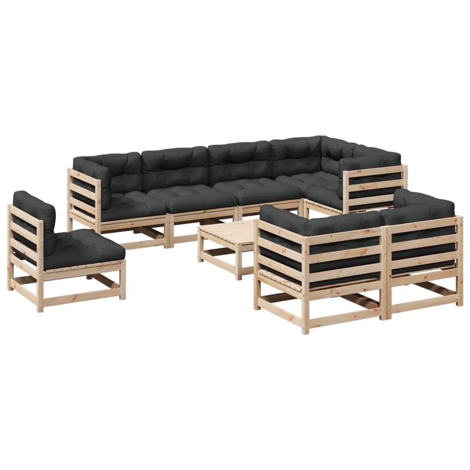 vidaXL 9-Tlg Garten-Sofagarnitur mit Kissen Massivholz Kiefer 3299512 günstig online kaufen