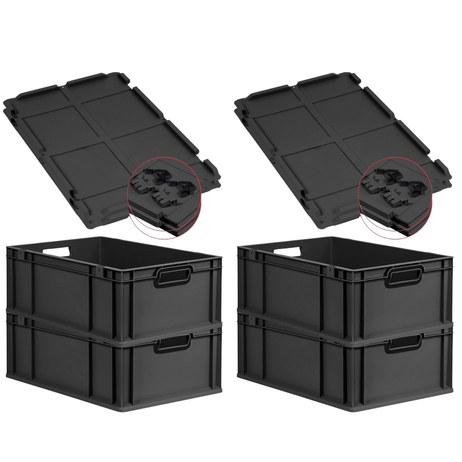 PROREGAL SuperSparSet 4x Eurobox Nextgen Color Mit Scharnierdeckel HxBxT 22 günstig online kaufen