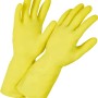 Gelbe Haushaltshandschuhe Soft, Größe M, aus Latex für Schutz bei Reinigungsarbeiten.