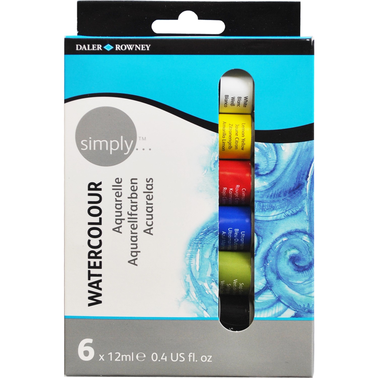 Daler-Rowney Simply Aquarellfarben-Set 6 x 12 ml Farbtuben