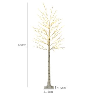 Beleuchteter HOMCOM LED Baum, 180cm hoch, mit 180 warmweißen LEDs und Birkenoptik für Innen & Außen.