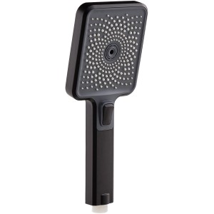 Schwarze, eckige Schöner Wohnen Handbrause Verina mit Antikalk-Noppen und drei Strahlarten.