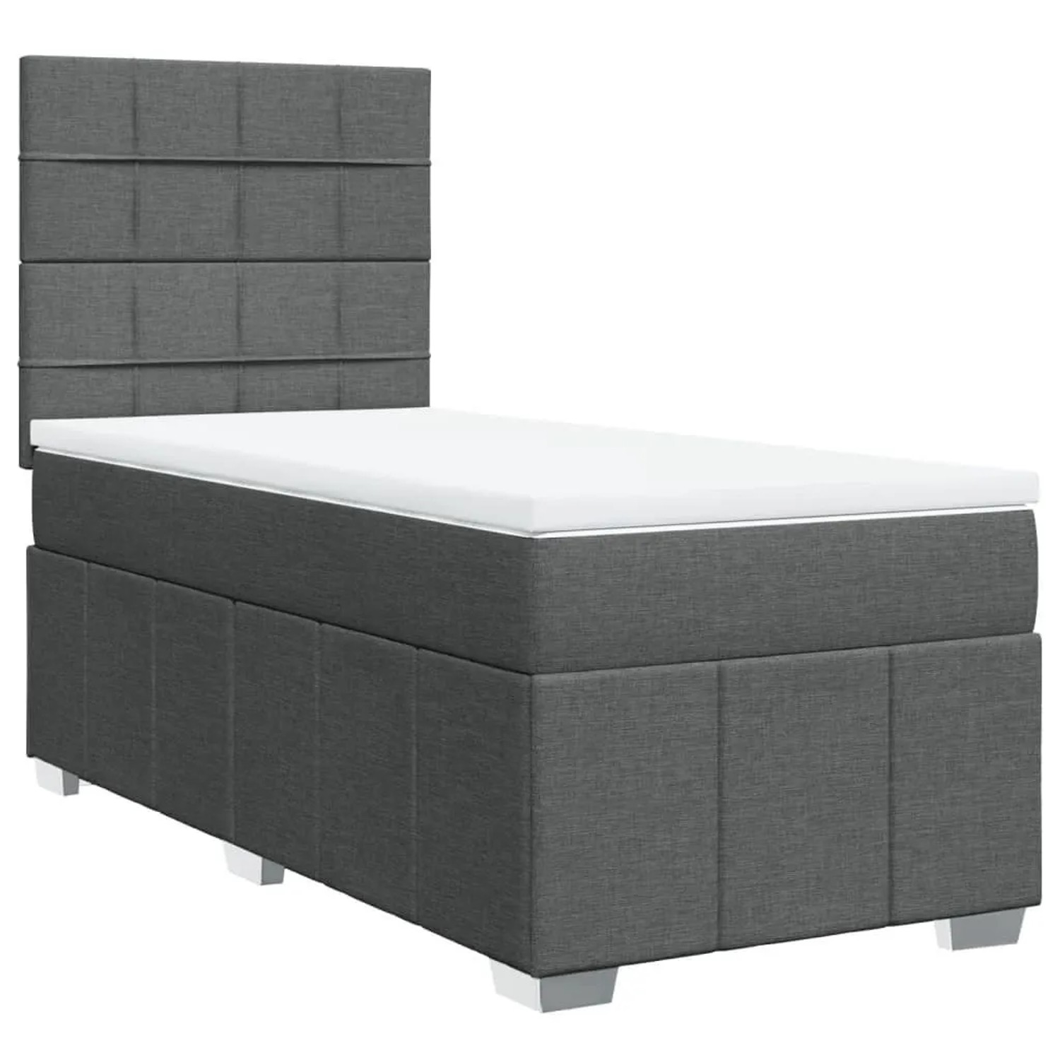 vidaXL Boxspringbett mit Matratze Dunkelgrau 90x190 cm Stoff 3291524