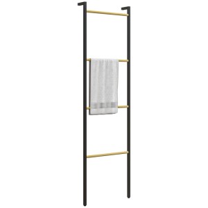 HOMCOM Handtuchleiter 49 x 167,5 cm mit 4 Stangen Schwarz