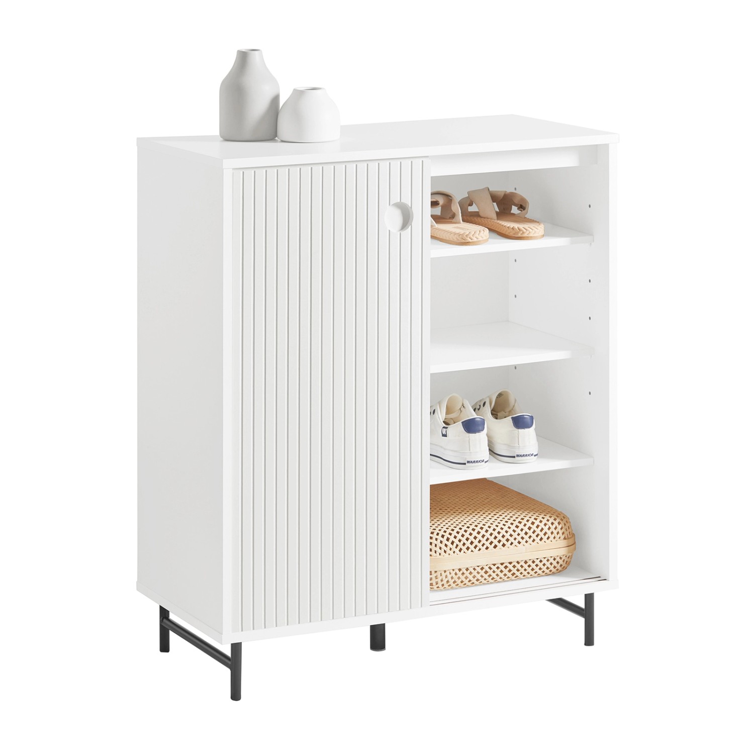 SoBuy Schuhschrank Küchenschrank Sideboard Kommode Weiß FSB62-W