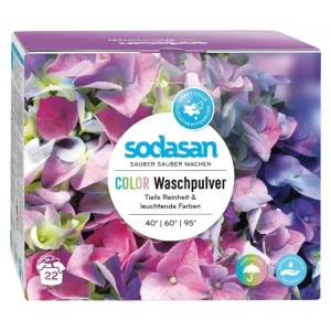 Sodasan Color Waschpulver Lavendel, 1,01 kg Packung für bunte Wäsche.