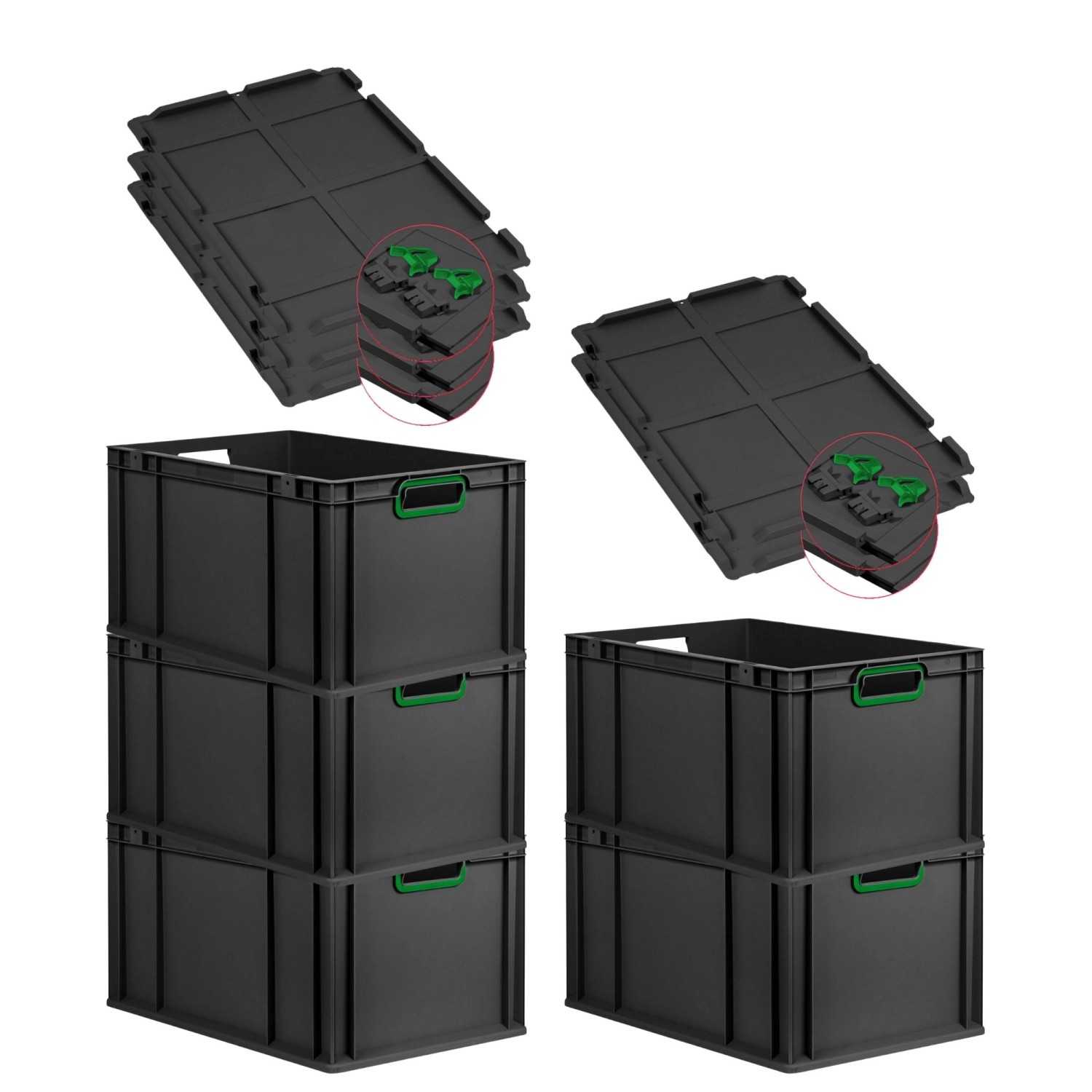PROREGAL SuperSparSet 5x Eurobox Nextgen Color Mit Scharnierdeckel HxBxT 32 günstig online kaufen