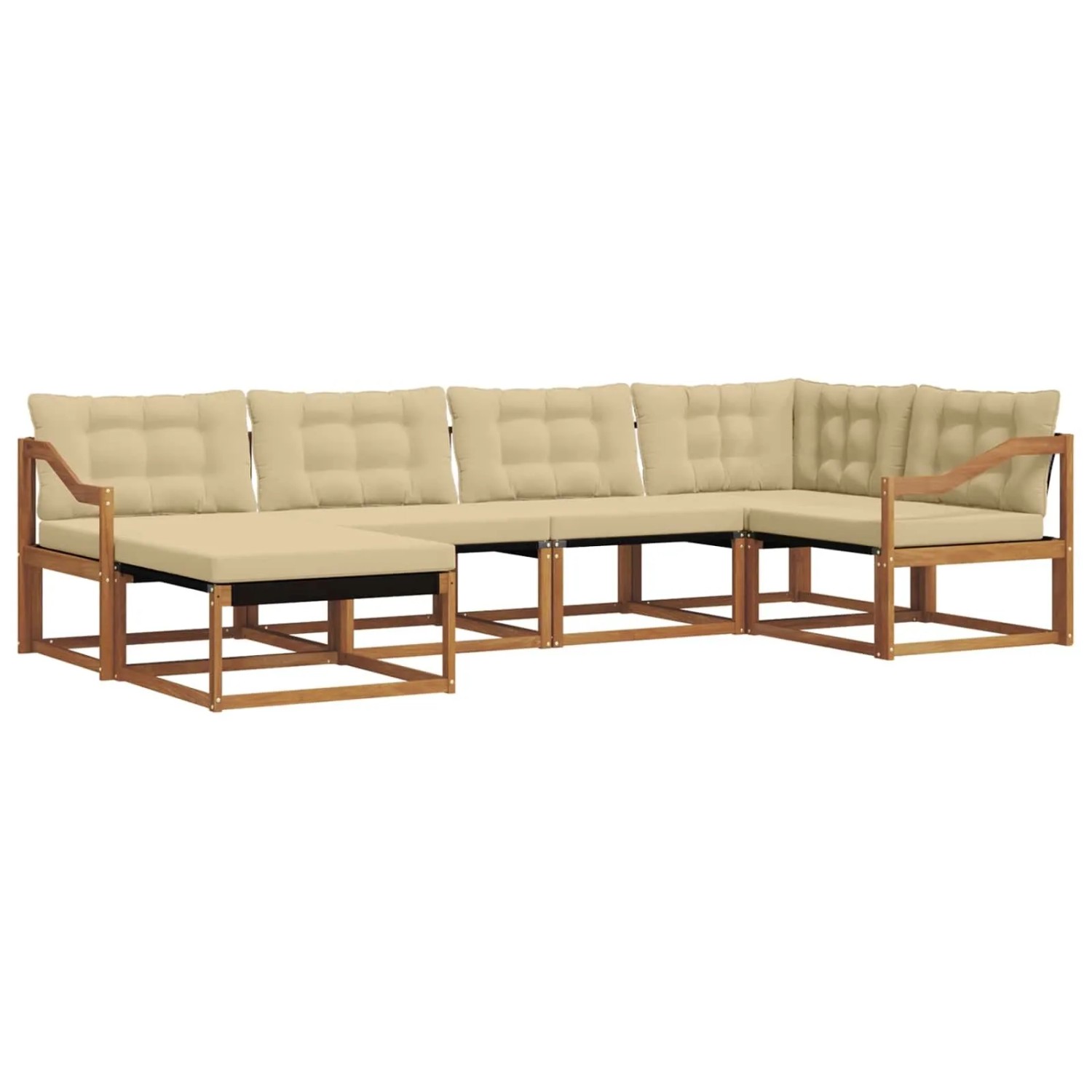vidaXL Outdoor-Sofagarnitur 18-Tlg Natur und Beige Massivholz Akazie 3369636