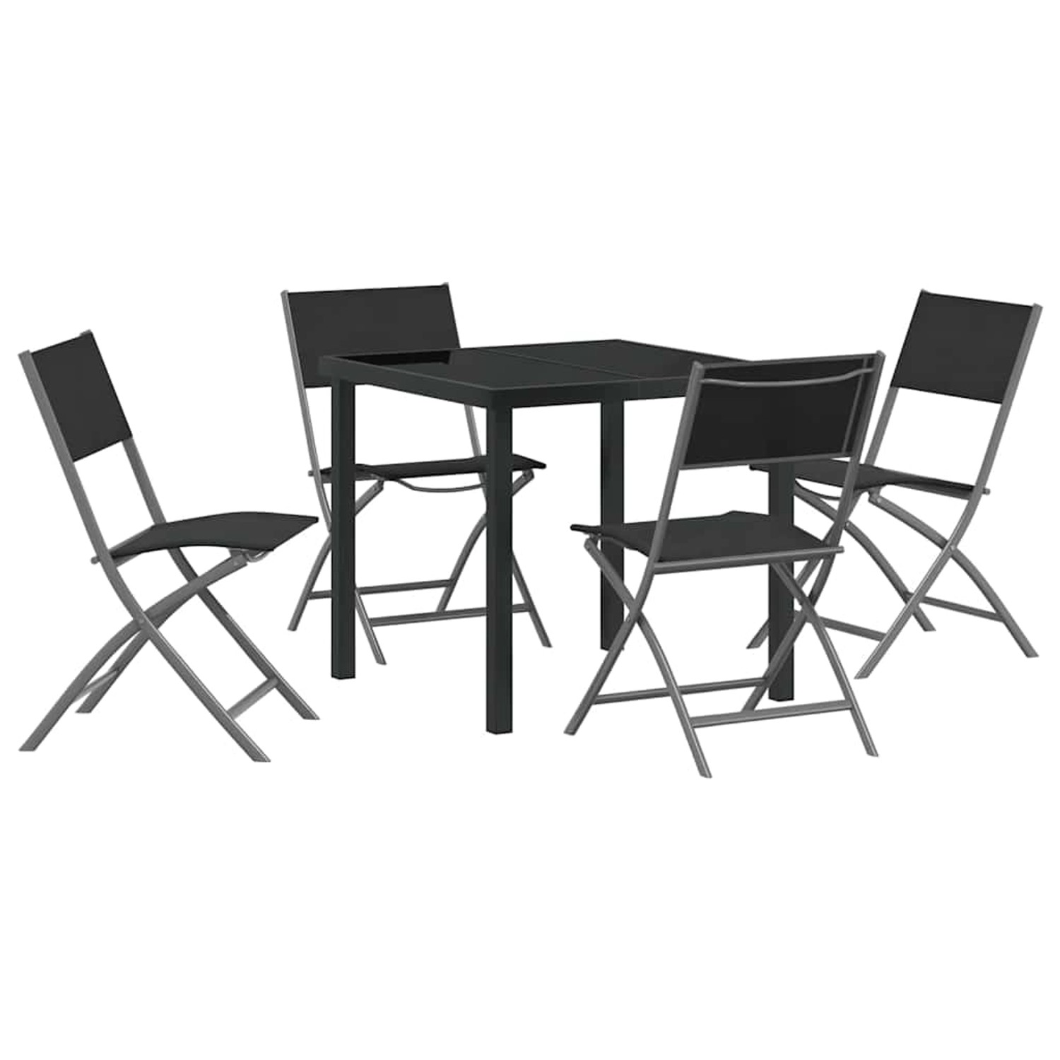 vidaXL Garten Essgruppe Falten 5-Tlg Schwarz Textilene und Stahl 3379374 günstig online kaufen