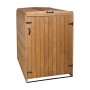 Braune Proregal XL Mülltonnenbox aus Holz für 1-2 Tonnen, mit Deckel und Tür.
