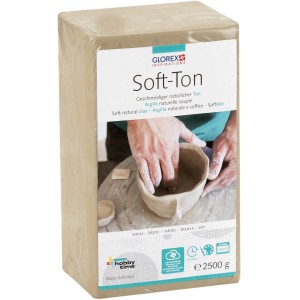 Soft-Ton Weiß 2500g: Lufttrocknende Modelliermasse für Figuren und Deko.