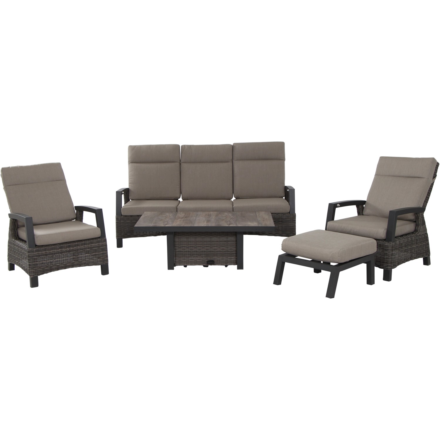 Siena Garden Lifttisch Corido Charcoalgrey 130 cm x 75 cm x 47/71 cm