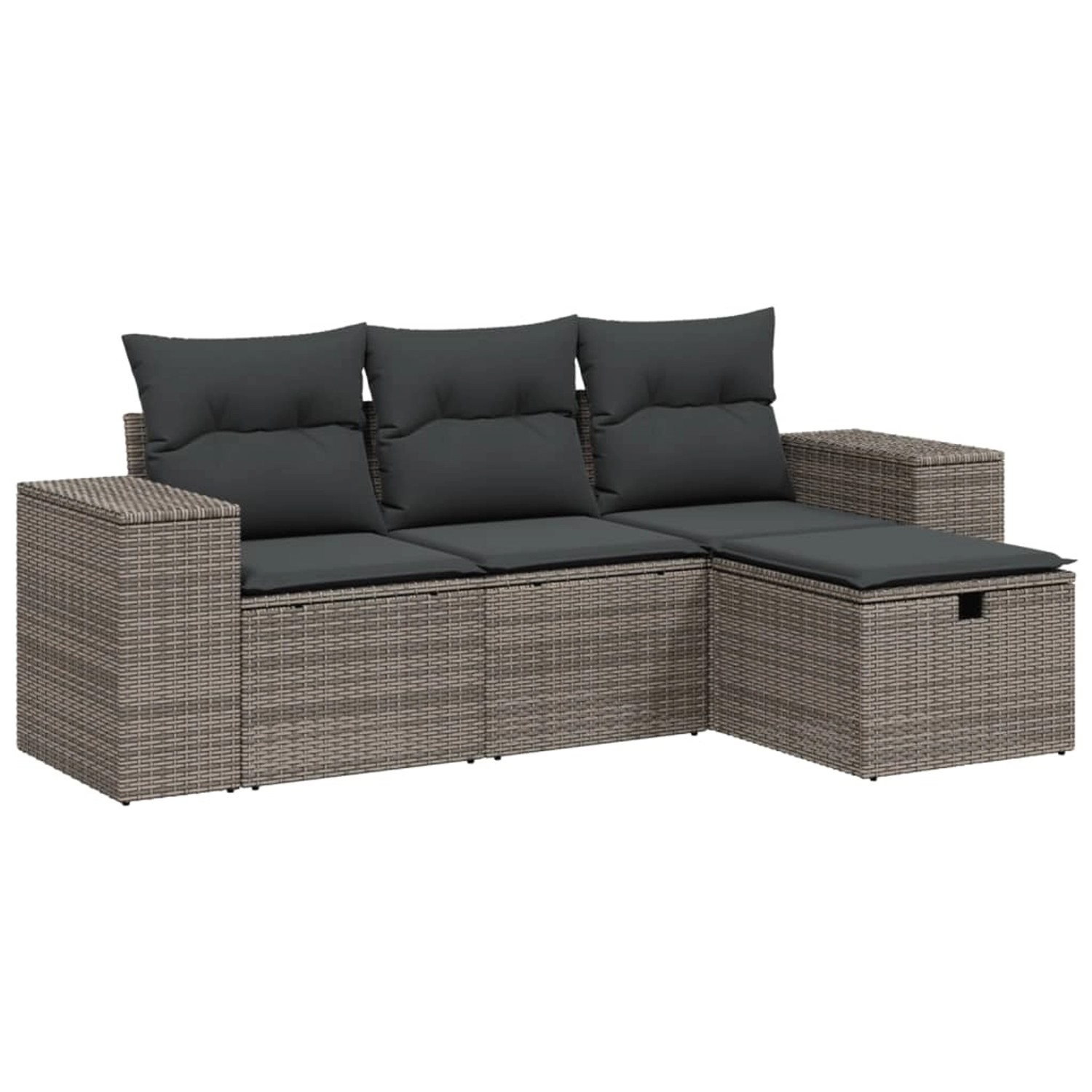 vidaXL 4-Tlg Garten-Sofagarnitur mit Kissen Grau Poly Rattan 3264376 günstig online kaufen