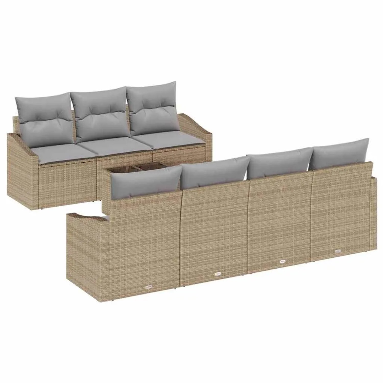 vidaXL Sofa Set mit Kissen 8-Tlg Beige und Grau Poly-Rattan 3355299 günstig online kaufen