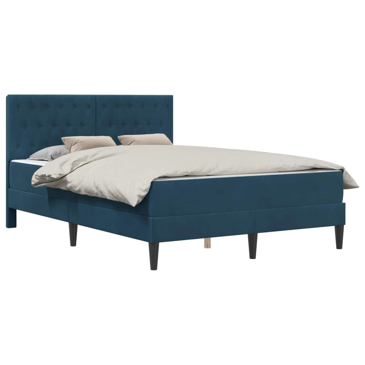 vidaXL Bettgestell mit Matratze mit Kopfteil Blau 120 x 190 cm Samt 3415041