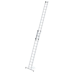 PROREGAL Sprossen-Seilzugleiter, 2-teilig, mit Traverse, 2x14 Sprossen. Aluminium Leiter für Profis.