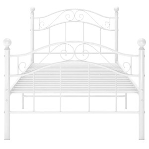 Weißes Metallbett, 90x200 cm, Lattenrost, vidaXL. Bettgestell für erholsamen Schlaf im Schlafzimmer.
