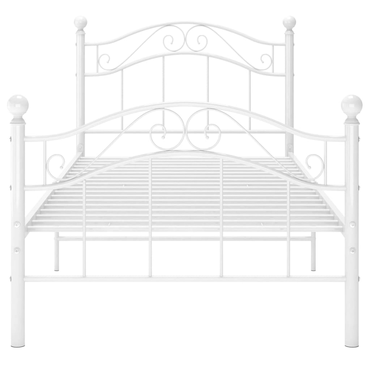 Weißes Metallbett, 90x200 cm, Lattenrost, vidaXL. Bettgestell für erholsamen Schlaf im Schlafzimmer.