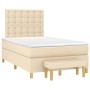 Cremefarbenes vidaXL Boxspringbett (120x200 cm) mit Matratze und Bank, Stoffbezug.