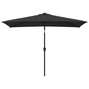Schwarzer vidaXL Sonnenschirm mit Metall-Mast, 300x200 cm, für Garten und Terrasse.