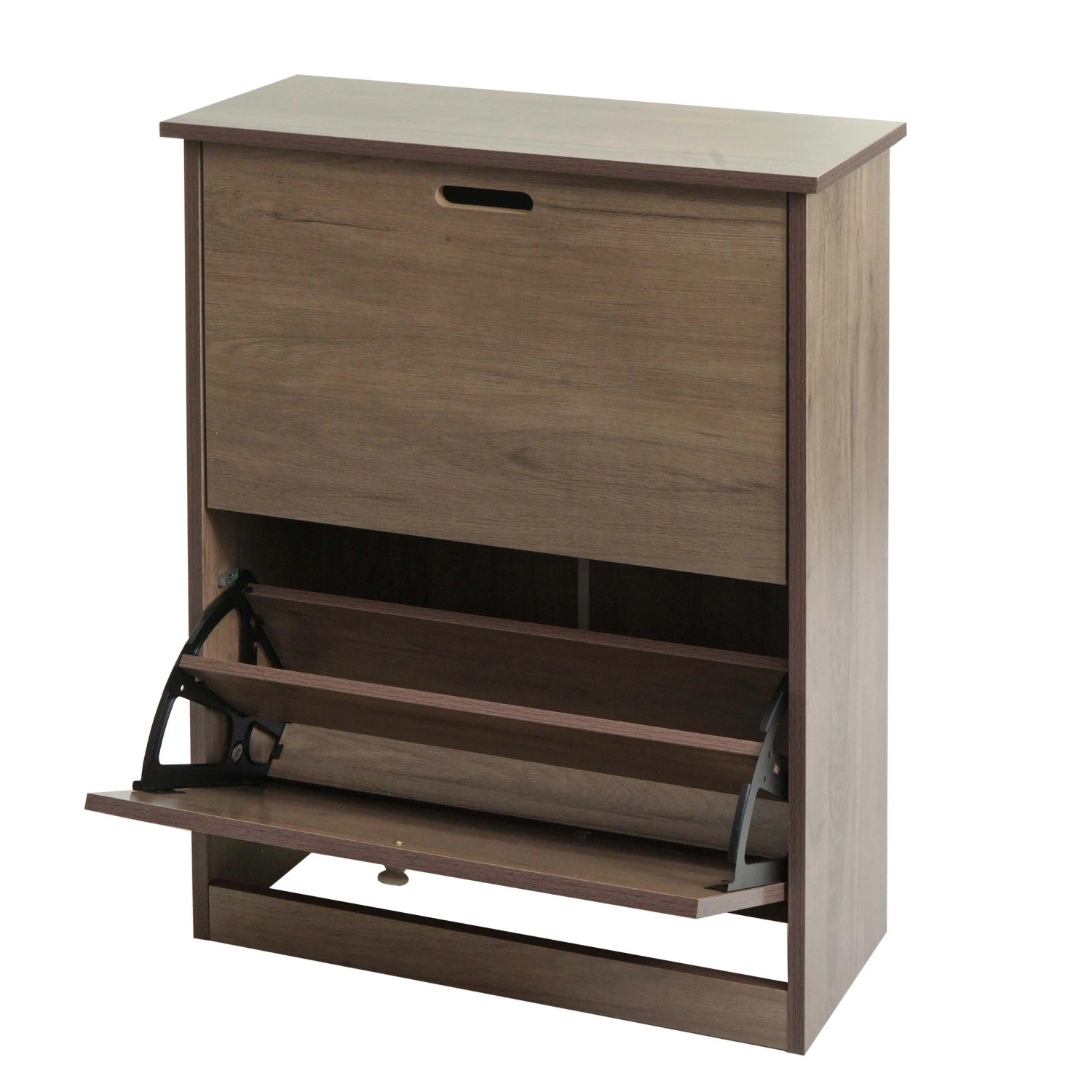 Mcw Schuhkipper K45 81x60x25cm 2 Klappen Mdf Aus Paulownia Grau-Braun