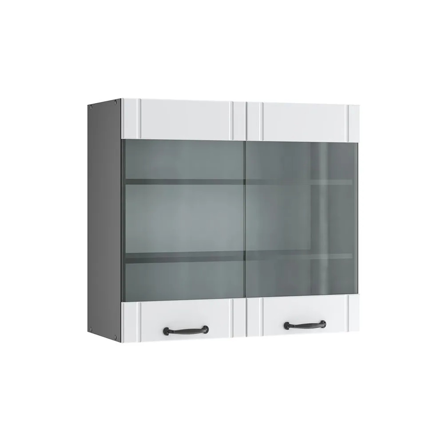 Vicco Küchenglasschrank Fame-Line Glashängeschrank Weiß Landhaus Anthrazit 80 cm