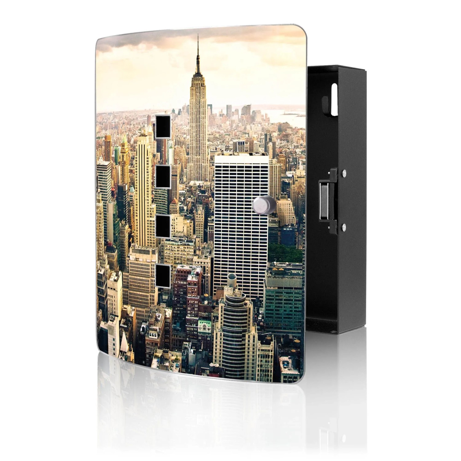 Banjado Design Schlüsselkasten Aus Edelstahl Für 10 Schlüssel 24x21,5x7cm Mit Magnetverschluss Motiv New York City