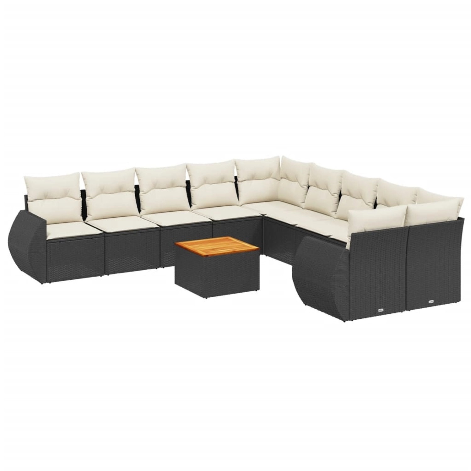 vidaXL 11-Tlg Garten-Sofagarnitur mit Kissen Schwarz Poly Rattan 3225195 günstig online kaufen