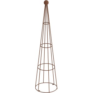 Unbeschichtete Eleo Rankhilfe Obelisk Enna, 170 cm hoch, aus Metall mit Kugelspitze.