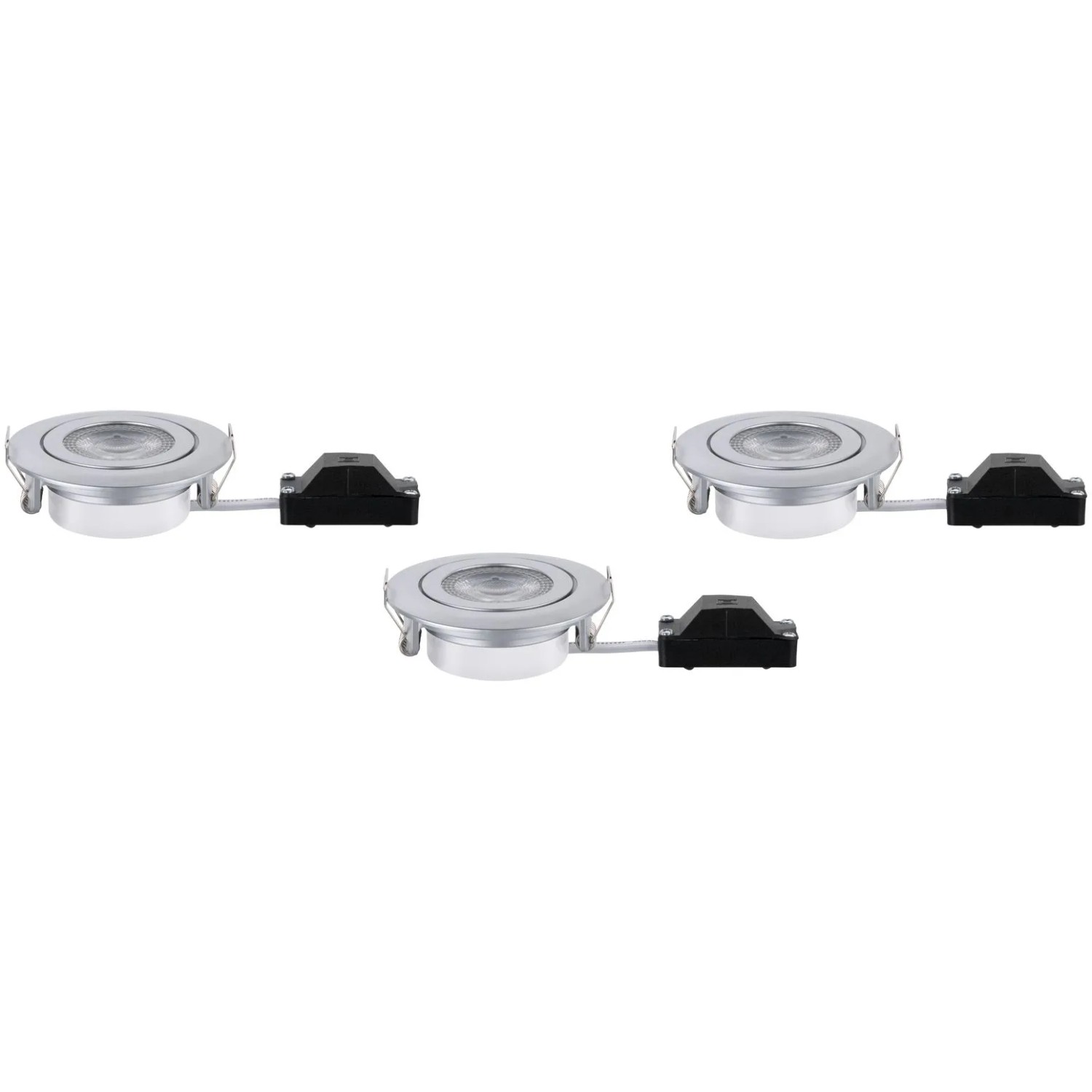 Paulmann LED-Einbaustrahler 3er Set, chrom matt, schwenkbar. Deckenleuchten für Bad, Küche oder Wohnzimmer.