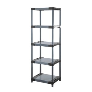 Graues PROREGAL Kunststoffregal Grey Bear Tall mit 5 Böden, Fachlast 120kg. Ideal für Keller und Garage.